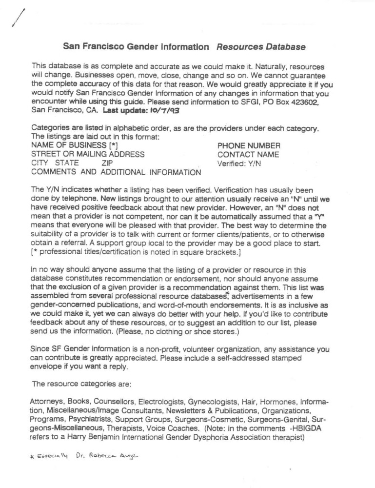 Download the full-sized PDF of San Francisco Gender Information Resources Database