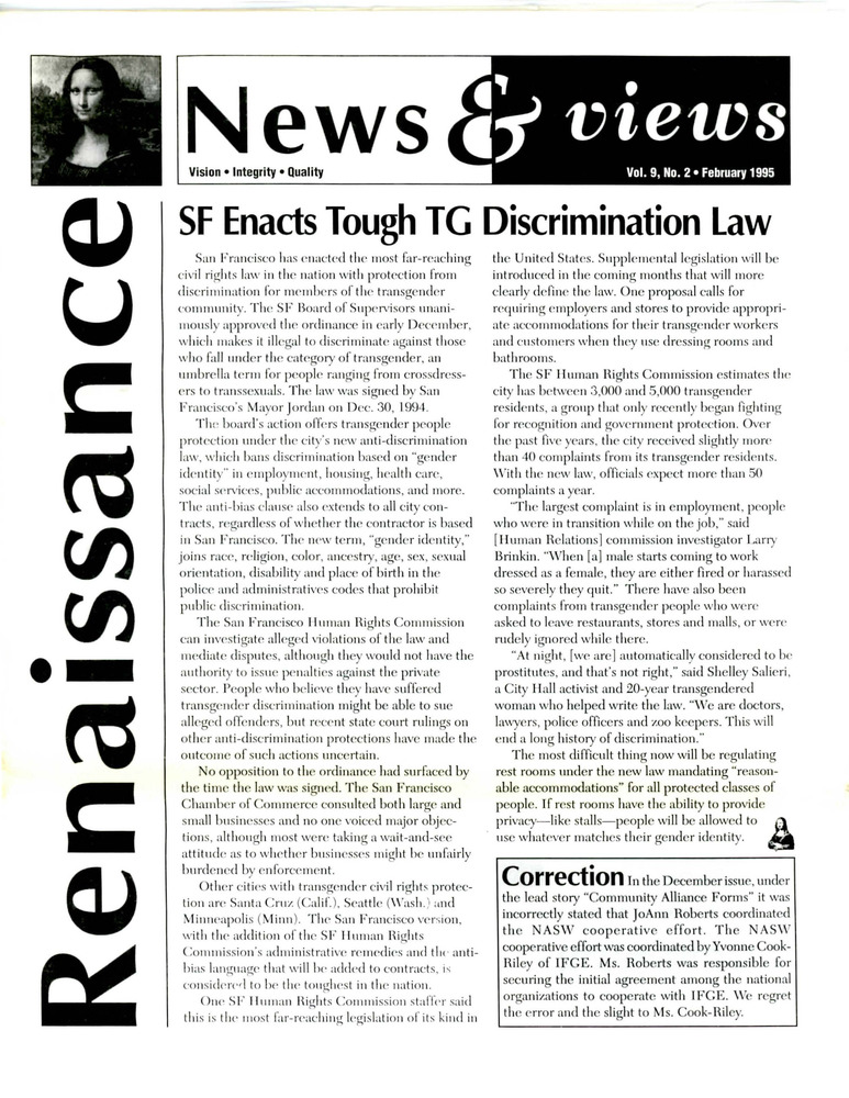 Download the full-sized PDF of Renaissance News & Views, Vol. 9 No. 2 (Feburary 1995)