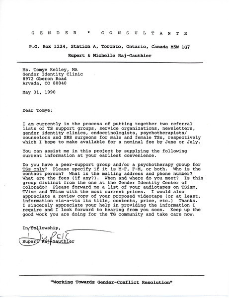 Download the full-sized image of Letter from Rupert Raj to Tomye Kelley (May 31, 1990)