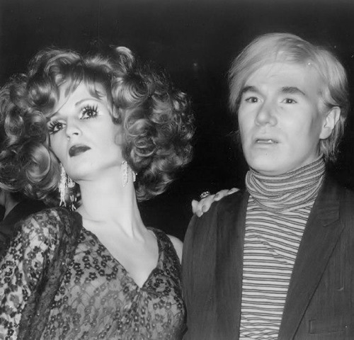 Download the full-sized image of Candy Darling and Andy Warhol at movie premiere (1)