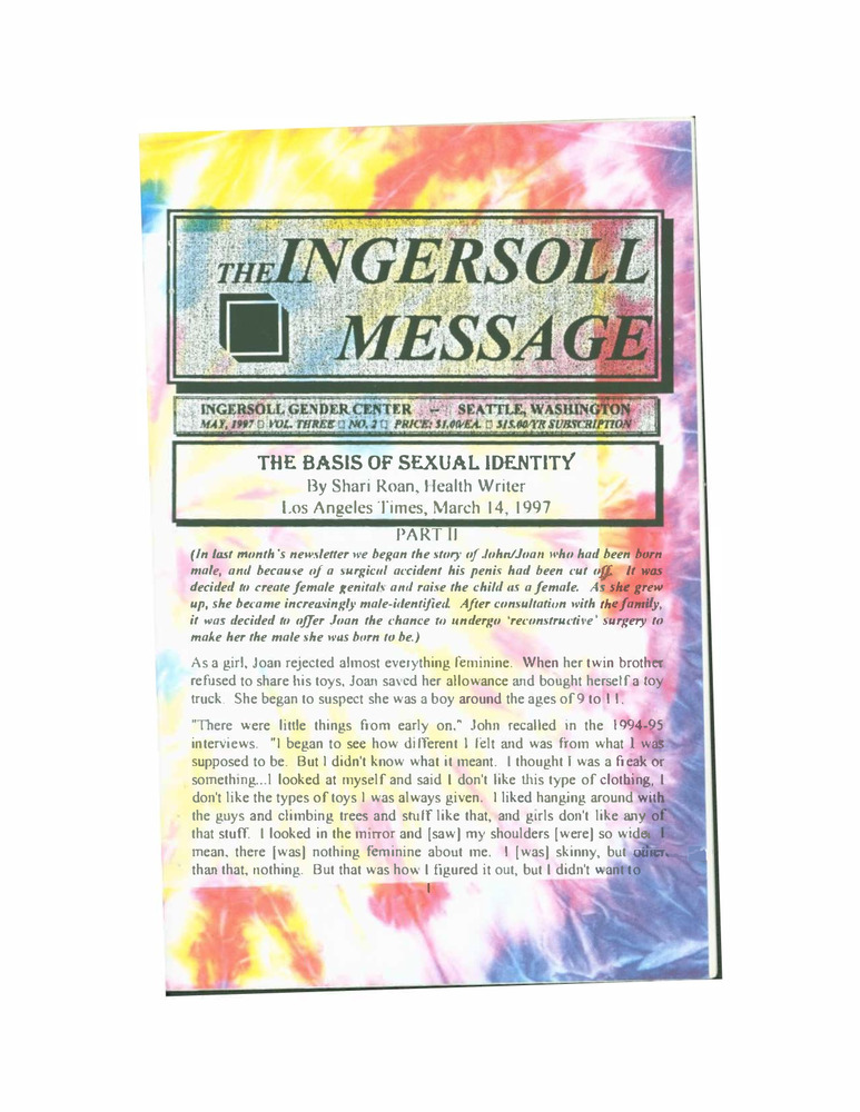 Download the full-sized PDF of The Ingersoll Message, Vol. 3 No.2 (May, 1997)