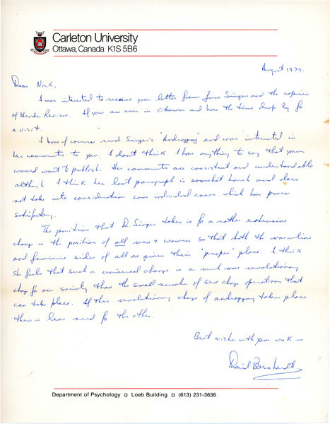 Download the full-sized image of Letter from David Bernhardt to Rupert Raj (August 1979)