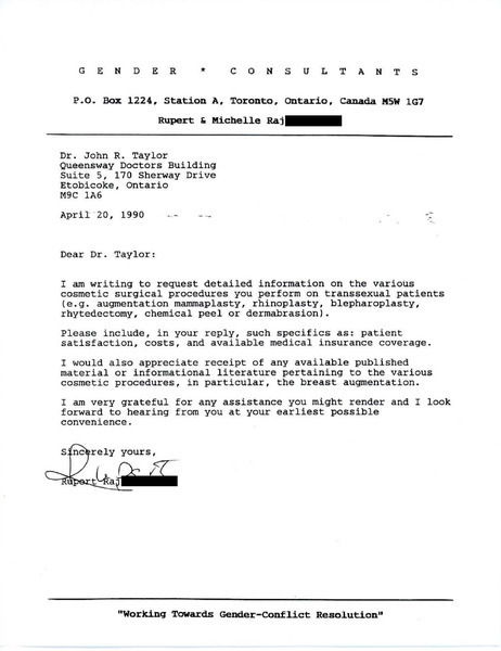 Download the full-sized image of Letter from Rupert Raj to Dr. John R. Taylor (April 20, 1990)