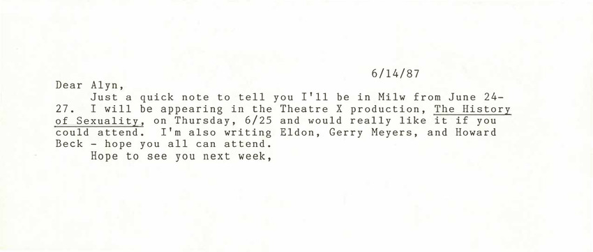 Download the full-sized PDF of Correspondence from Lou Sullivan to Alyn Hess (June 14, 1987)