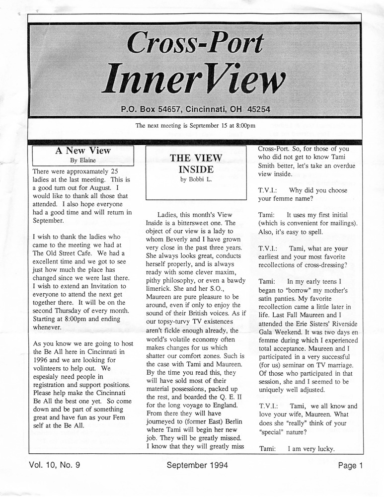 Download the full-sized PDF of Cross-Port InnerView, Vol. 10 No. 9 (September, 1994)