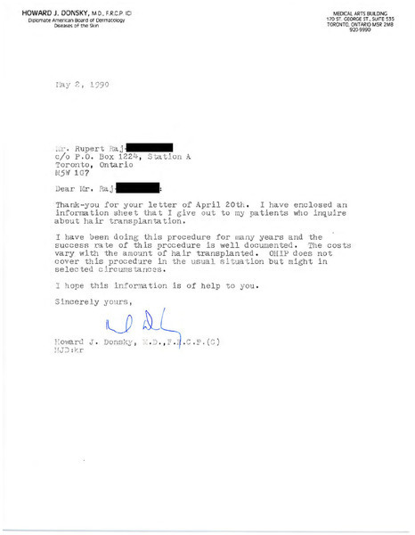 Download the full-sized image of Letter from Howard J. Donsky to Rupert Raj (May 2, 1990)