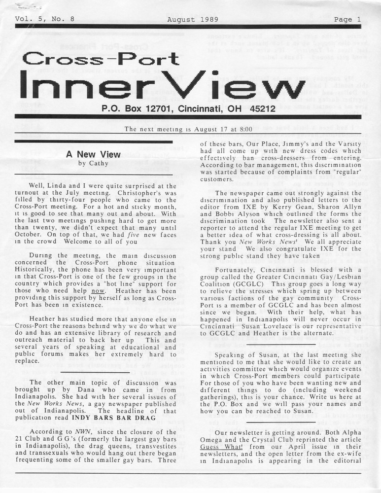 Cross Port Innerview Vol 5 No 8 August 1989 Digital