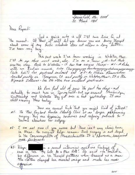 Download the full-sized image of Letter from Stephen to Rupert Raj (March 30, 1984)