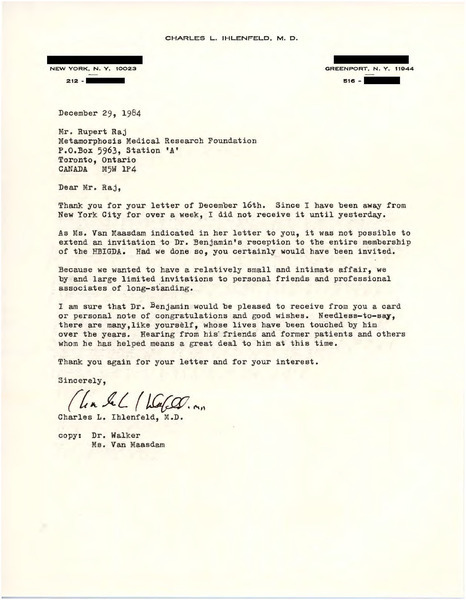 Download the full-sized PDF of Letter from Charles Ihlenfeld to Rupert Raj (December 29, 1984)