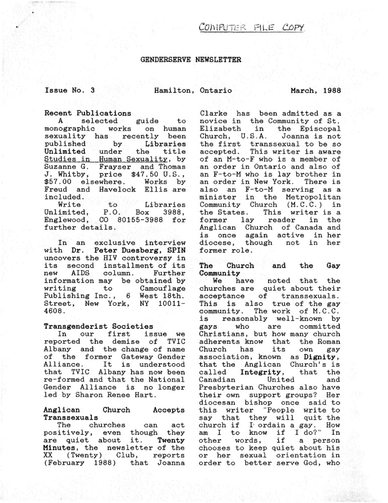 Download the full-sized PDF of GenderServe Newsletter Issue No. 3 (March 1988)