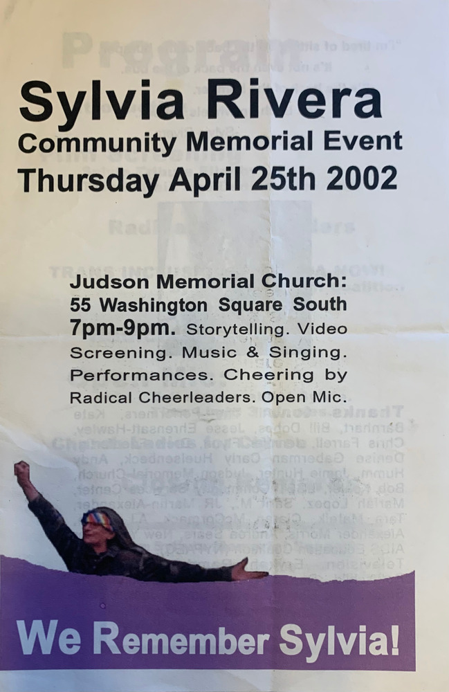 Download the full-sized PDF of Sylvia Rivera Community Memorial Event Program
