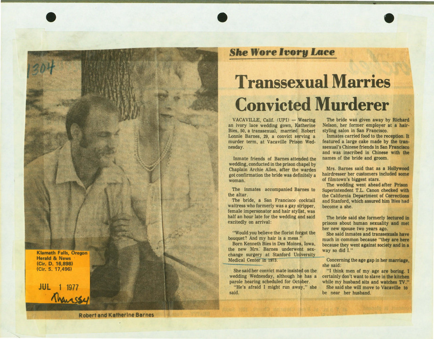 Download the full-sized PDF of Transsexual Marries Convicted Murderer