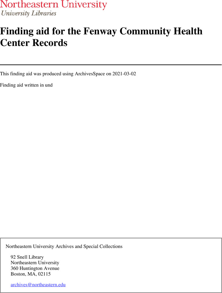 Download the full-sized PDF of Finding aid for the Fenway Community Health Center Records