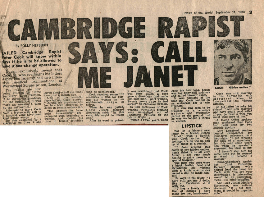 Download the full-sized PDF of Cambridge Rapist Says: Call Me Janet