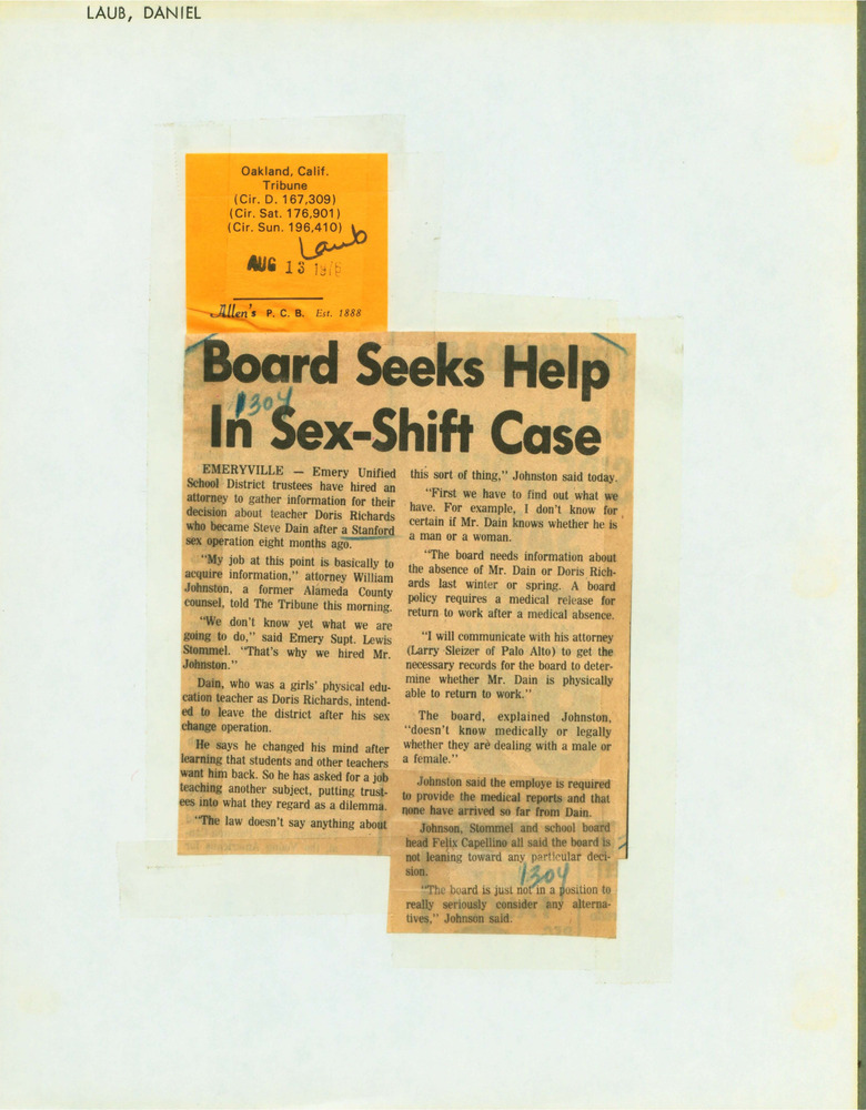 Download the full-sized PDF of Board Seeks Help In Sex-Shift Case