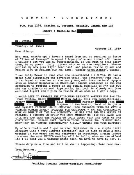 Download the full-sized image of Letter from Rupert Raj to Johnny Austen (October 16, 1989)