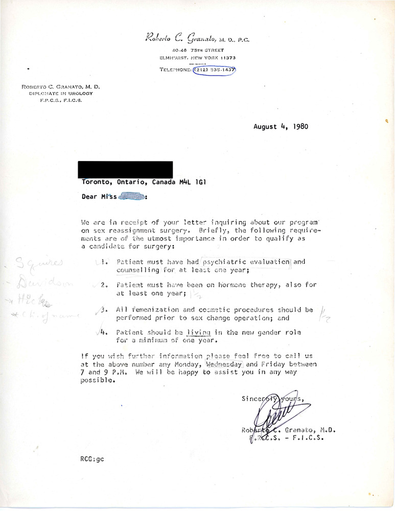 Download the full-sized PDF of Letter from Roberto C. Granato (August 4, 1980)