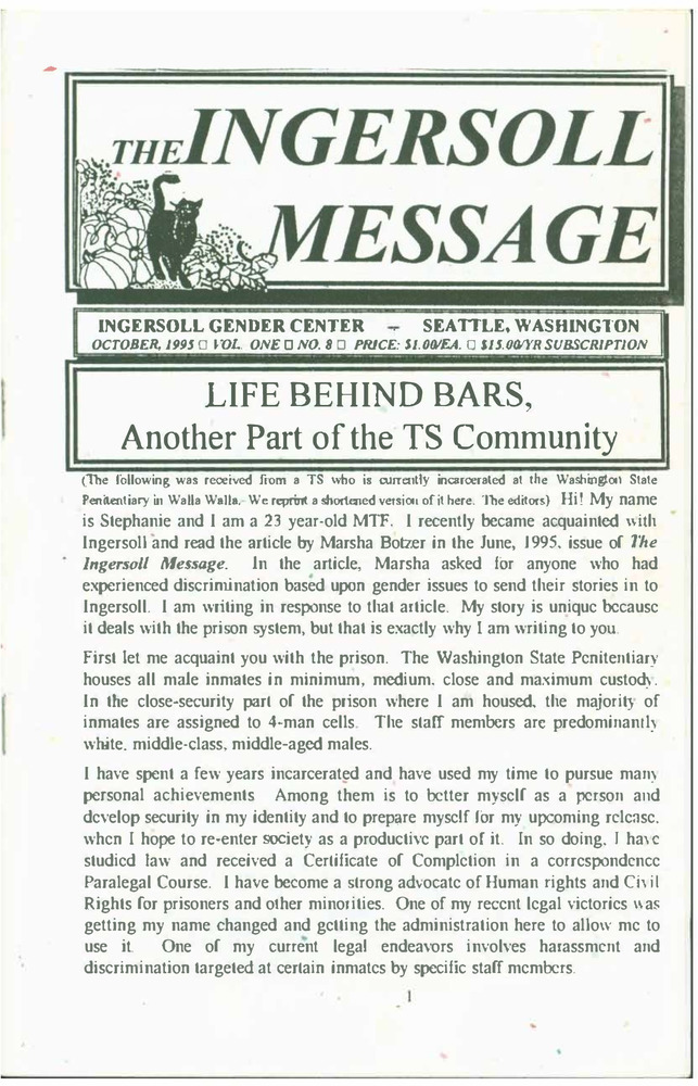 Download the full-sized PDF of The Ingersoll Message, Vol. 1 No. 8 (October, 1995)