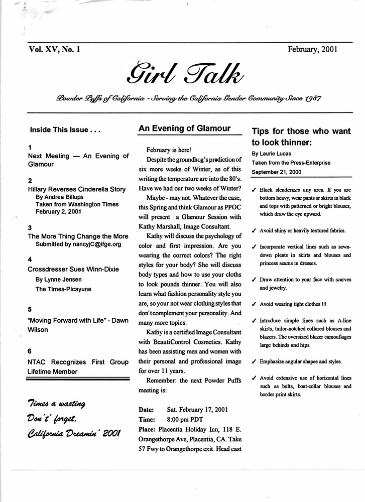 Download the full-sized PDF of Girl Talk, Vol. 15 No. 1 (February, 2001)