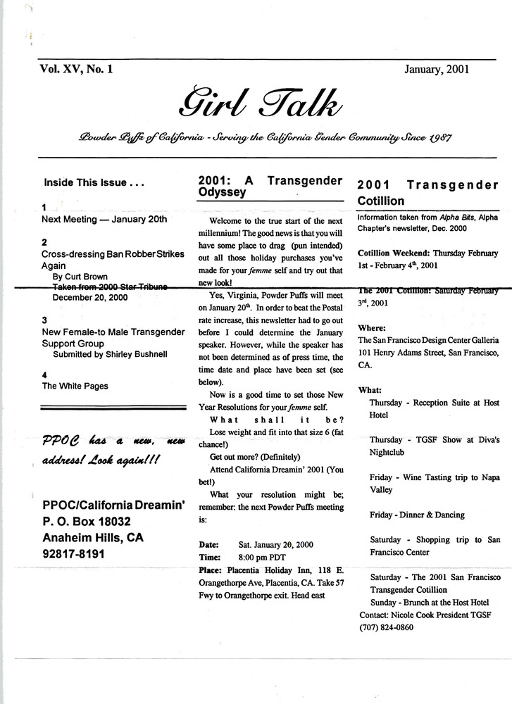 Download the full-sized PDF of Girl Talk, Vol. 15 No. 1 (January, 2001)