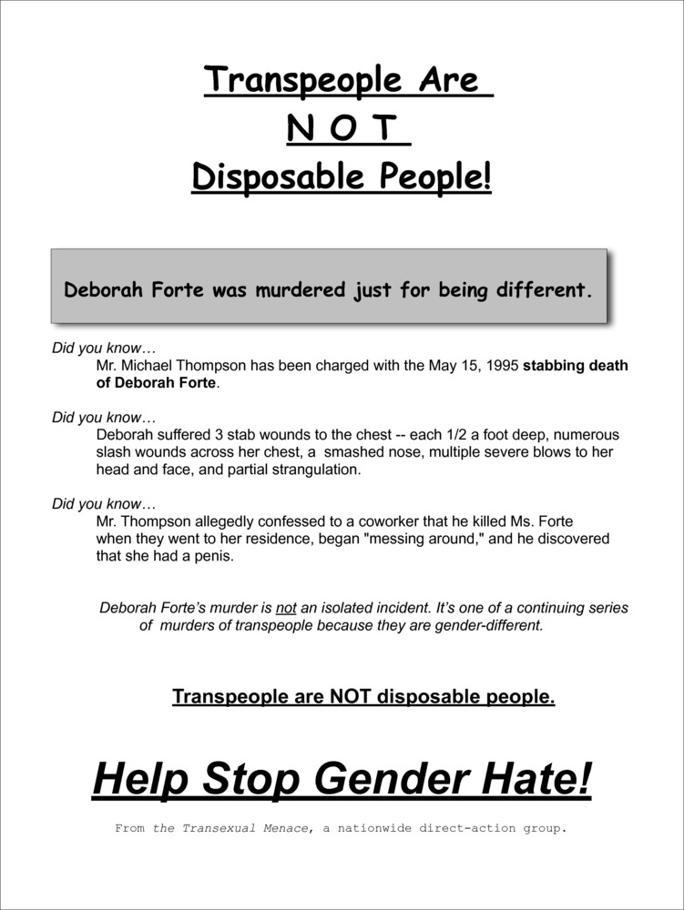 Download the full-sized PDF of Transpeople Are NOT Disposable People! Flyer