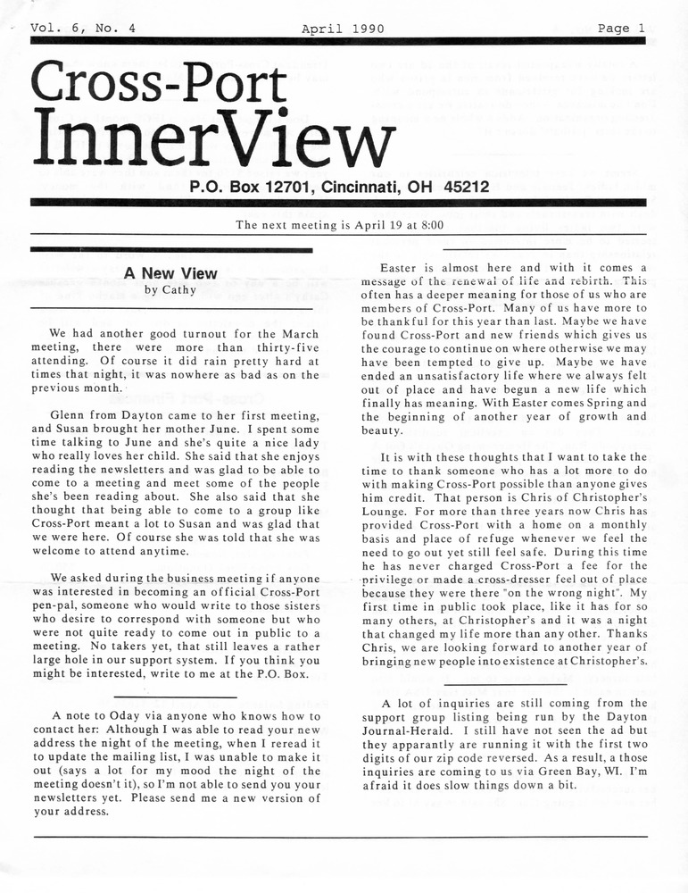 Download the full-sized PDF of Cross-Port InnerView, Vol. 6 No. 4 (April, 1990)