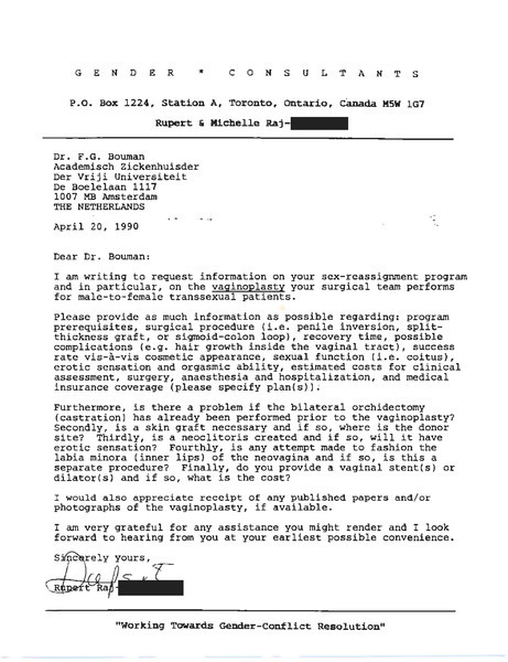 Download the full-sized image of Letter from Rupert Raj to Dr. F .G. Bouman (April 20, 1990)