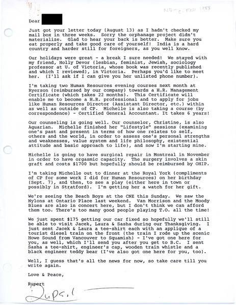 Download the full-sized image of Letters from Rupert Raj to His Sister (August 13, 1988)