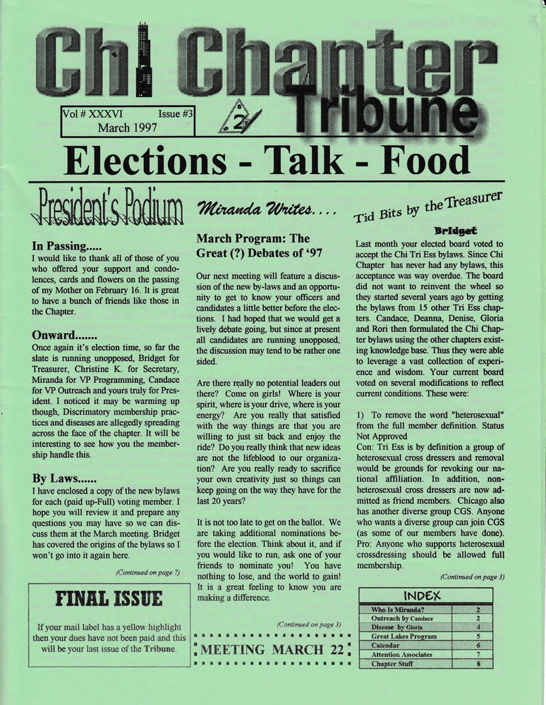 Download the full-sized PDF of Chi Chapter Tribune Vol. 36 Iss. 03 (March, 1997)