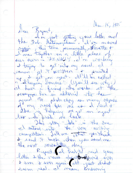 Download the full-sized image of Letter from Khalid to Rupert Raj (March 15, 1985)