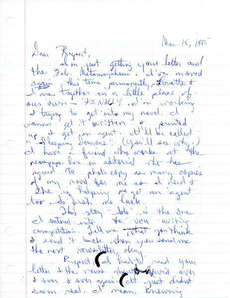 Download the full-sized image of Letter from Khalid to Rupert Raj (March 15, 1985)