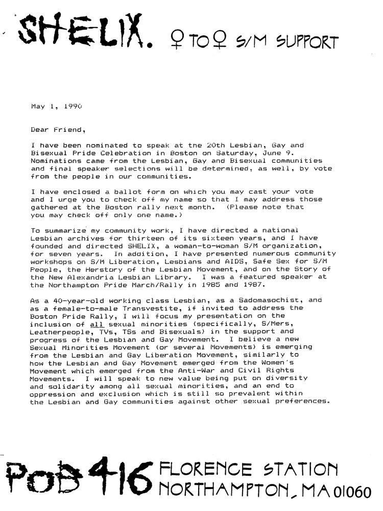Download the full-sized PDF of Letter from Bet to Lou Sullivan (May 1, 1990)