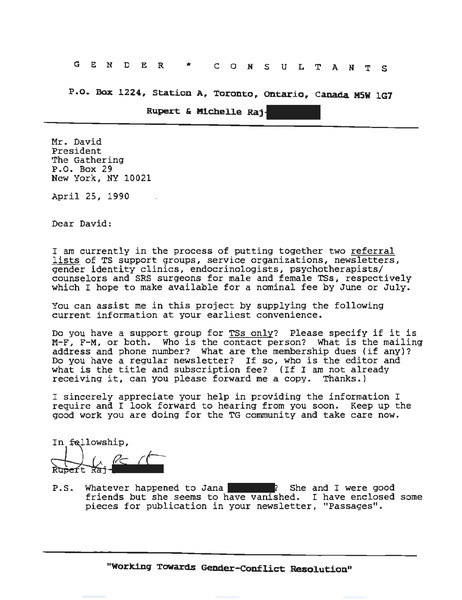 Download the full-sized image of Letter from Rupert Raj to David (April 25, 1990)