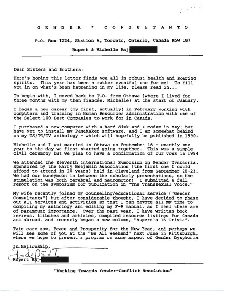 Download the full-sized image of Letter from Rupert Raj to Community Members (c. 1989)