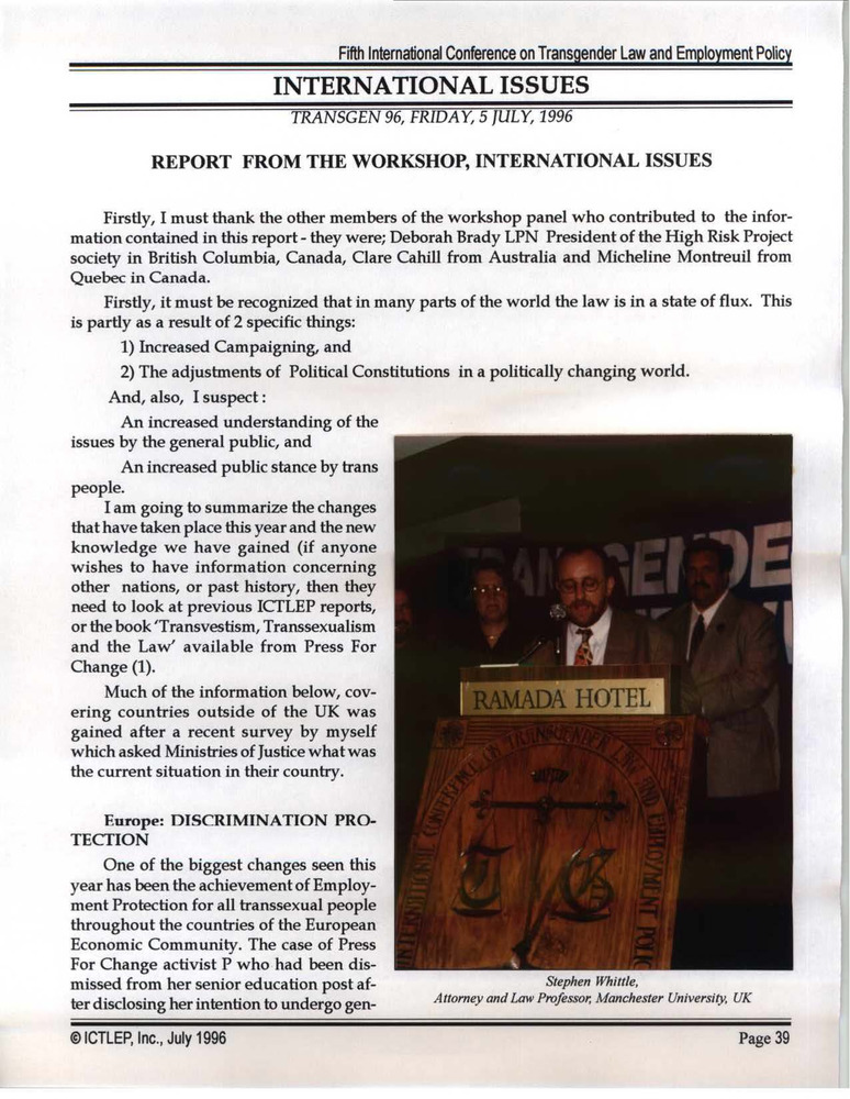 Download the full-sized PDF of Report from the Workshop, International Issues