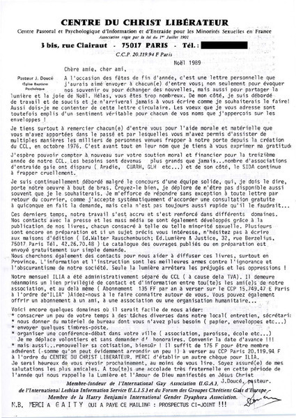 Download the full-sized image of Letter from Pastor J. Doucé to Rupert Raj (December 25, 1989)