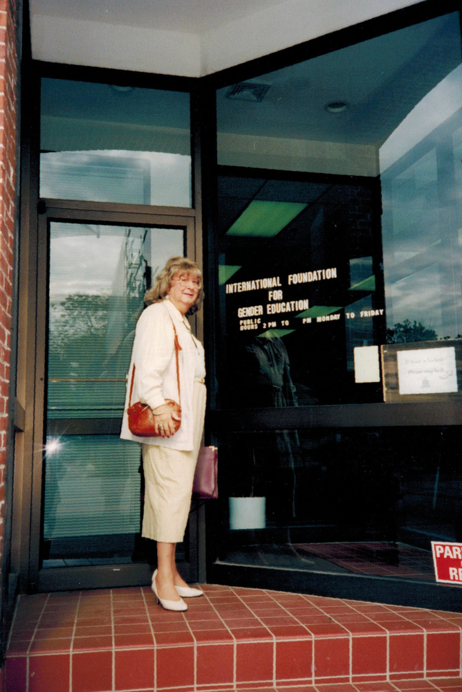 Download the full-sized image of Alison Laing Outside IFGE Office (1)