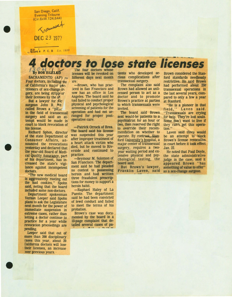 Download the full-sized PDF of 4 Doctors to Lose State Licenses
