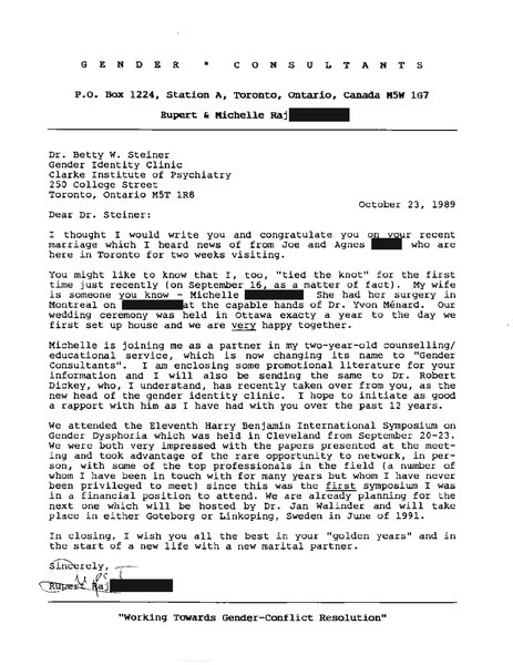 Download the full-sized image of Letter from Rupert Raj to Dr. Betty W. Steiner (October 23, 1989)