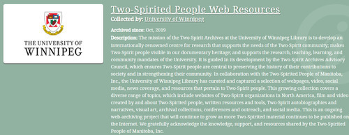Download the full-sized image of Two-Spirited People Web Resources