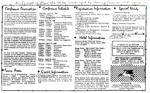 Download the full-sized image of Southeastern Conference for Lesbians and Gay Men (1989)