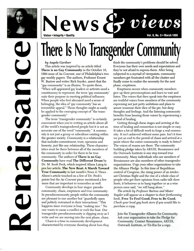 Download the full-sized PDF of Renaissance News & Views, Vol. 9 No. 3 (March 1995)