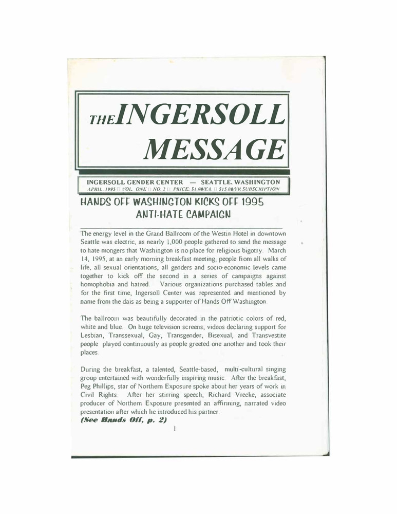 Download the full-sized PDF of The Ingersoll Message, Vol. 1 No 2 (April, 1995)