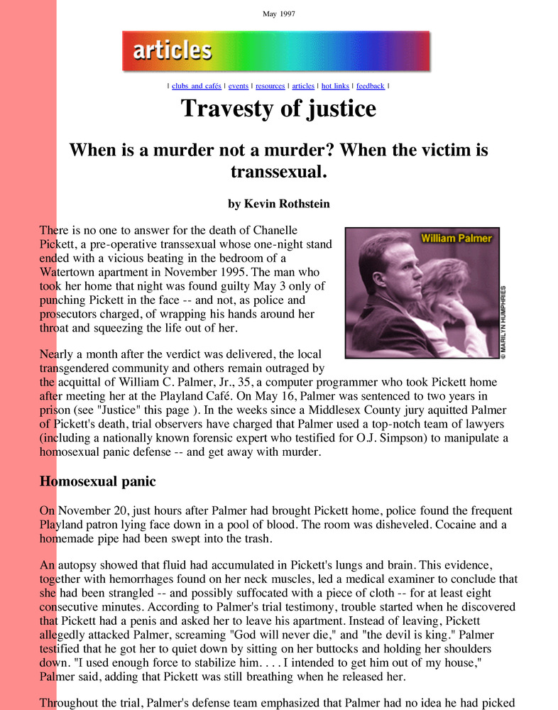 Download the full-sized PDF of Travesty of Justice: When is a Murder Not a Murder? When the Victim is Transsexual.