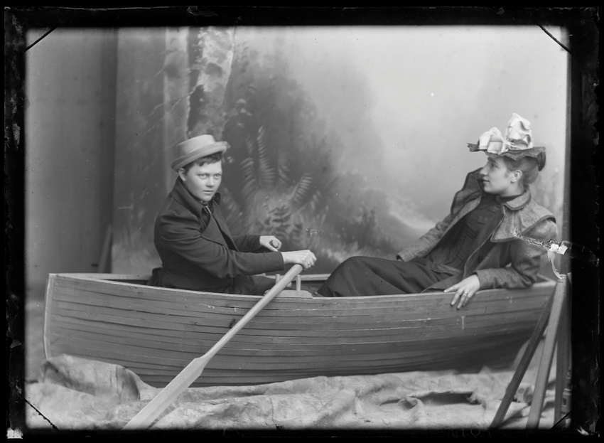 Download the full-sized image of Marie Høeg and an Unknown Person on a Boat