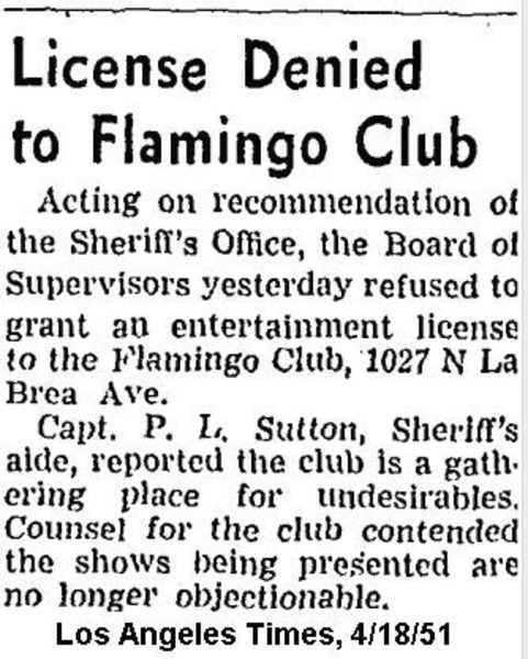 Download the full-sized image of License Denied to Flamingo Club