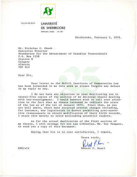 Download the full-sized image of Letter from Robert Kouri to Rupert Raj (February 2, 1979)
