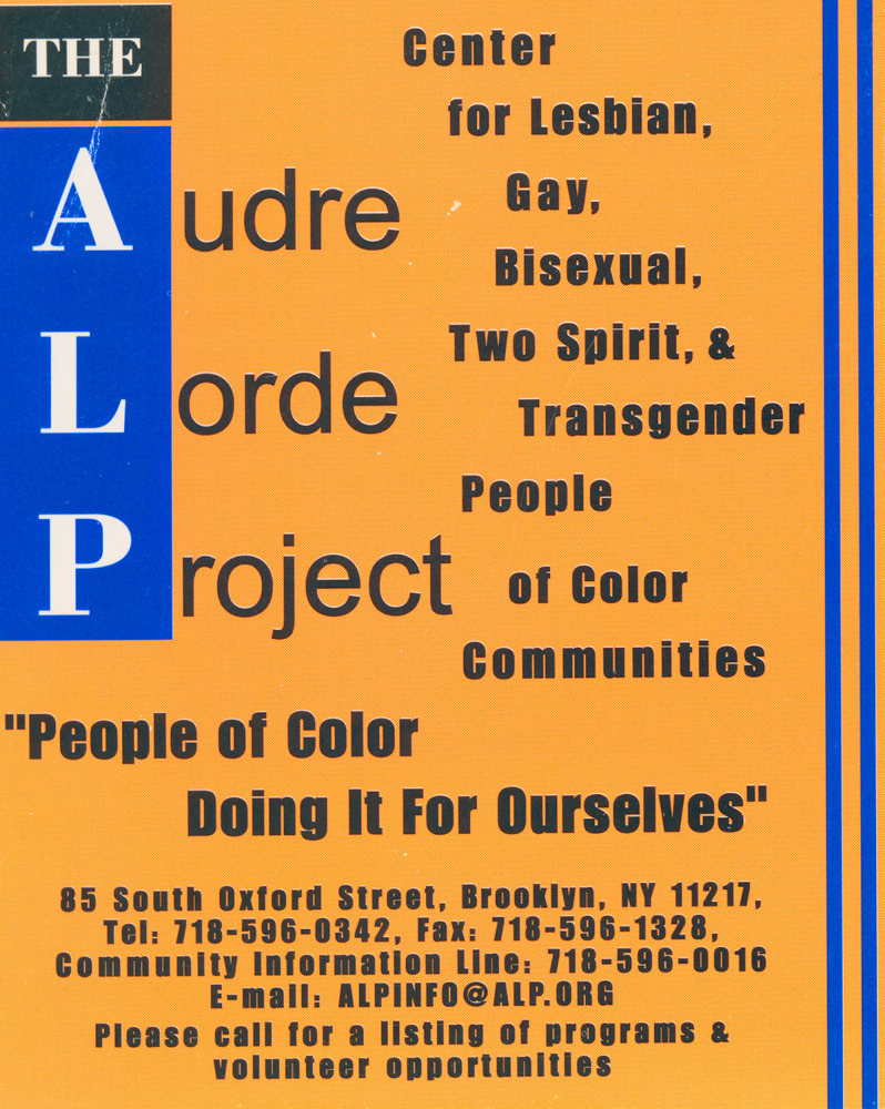 Download the full-sized PDF of Audre Lorde Project Leaflet