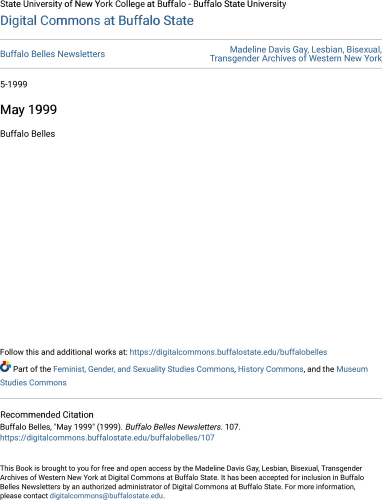 Download the full-sized PDF of Buffalo Belles Vol. 8 No. 5 (May, 1999)