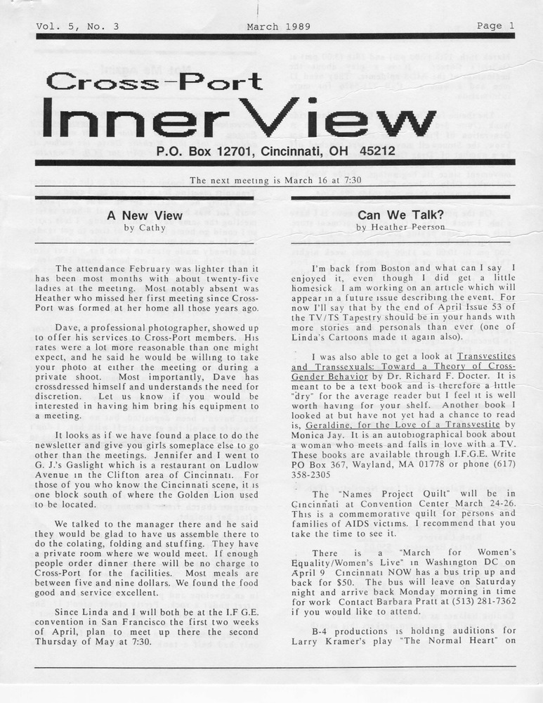 Download the full-sized PDF of Cross-Port InnerView, Vol. 5 No. 3 (March, 1989)